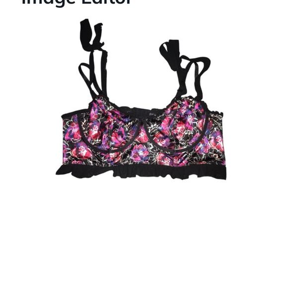 Torrid X Betsey Johnson Floral Print Black Pink Ruffled Longline Bra Size 2 D - Picture 4 of 10